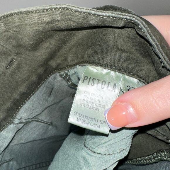 Pistola Inez Paper Bag Skinny Jeans Raw Hem Olive Green Size 27 - Picture 6 of 7